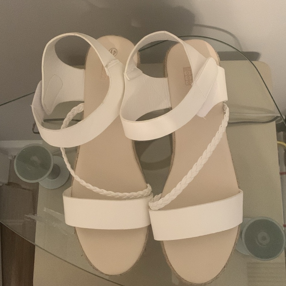 White Espadrille Wedge Sandals size 41
